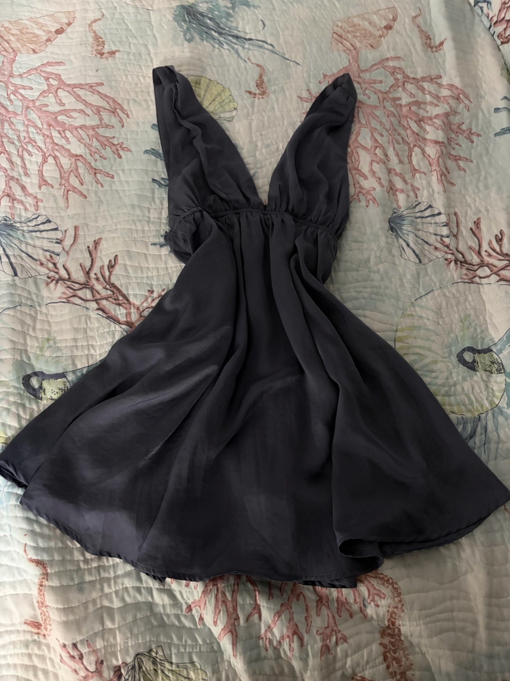 Women's Deep Gray V-Neck Mini Dress